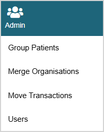 Admin menu selected with options displayed